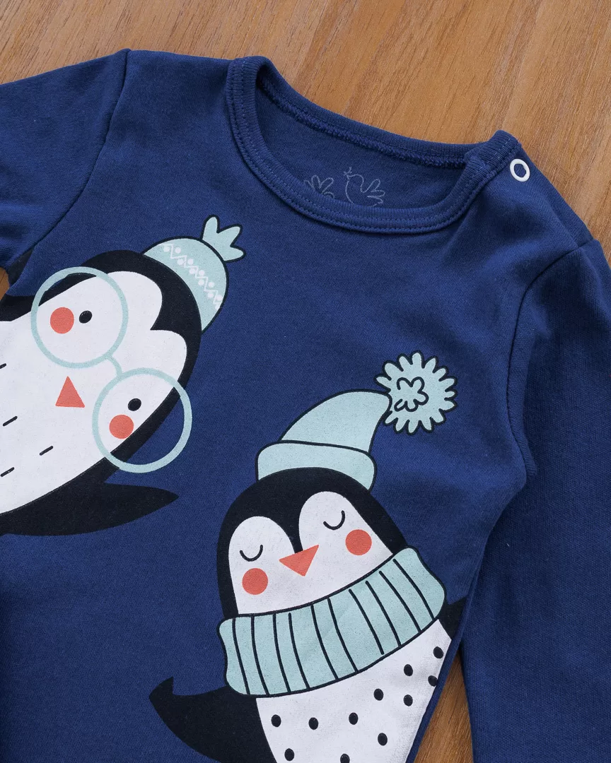 Conjunto Bebê Body e Calça Saruel Pinguins Marinho - Imagem 4